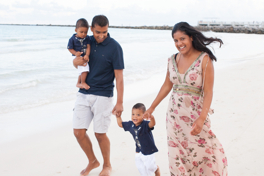 family walking in miami beach