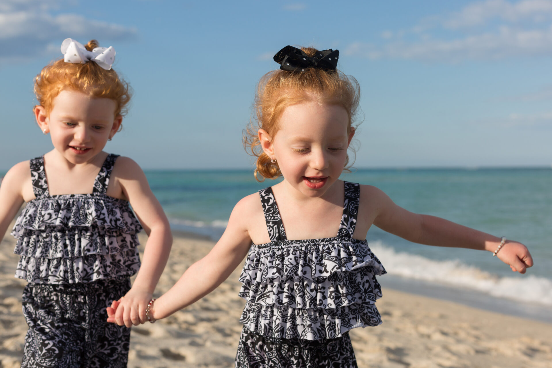Red headed twins miami beach photo shoot