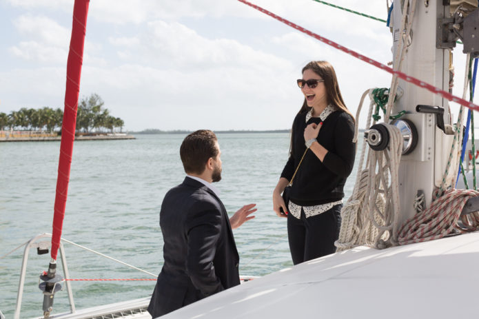 Brickell Boat Surprise Proposal Photographer Miami Florida