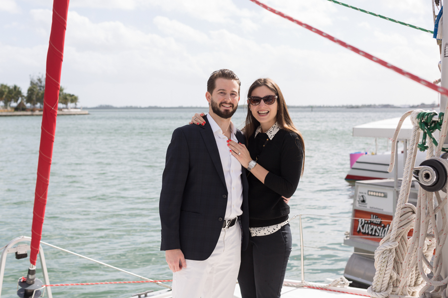 Brickell Boat Surprise Proposal Photographer Miami, Florida