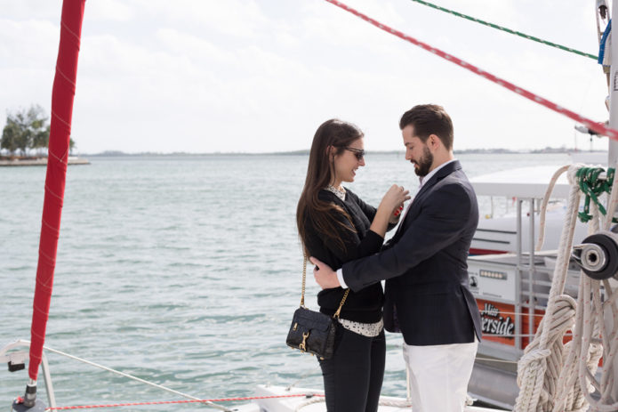 Brickell Boat Surprise Proposal Photographer Miami Florida