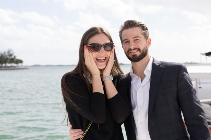 Brickell Boat Surprise Proposal Photographer Miami Florida