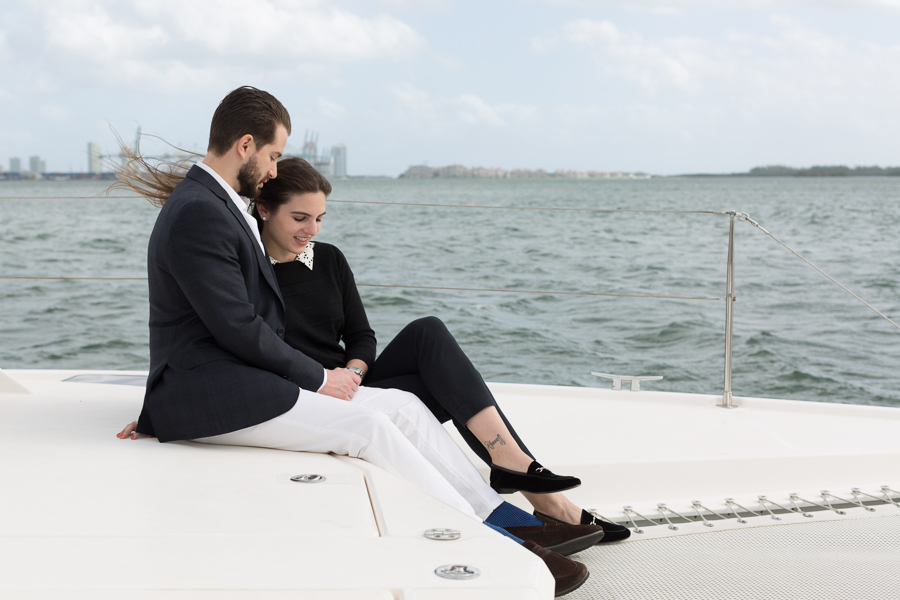 Brickell Boat Surprise Proposal Photographer Miami Florida