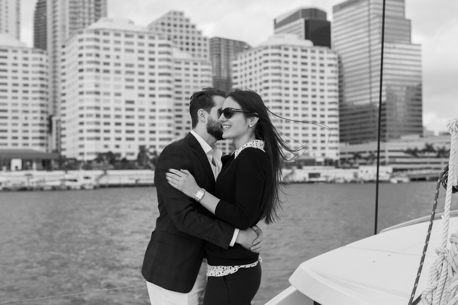 Brickell Boat Surprise Proposal Photographer Miami Florida