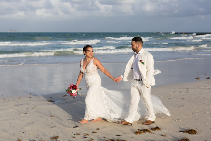 Miami Beach Couple Photography Session in Wedding Attire