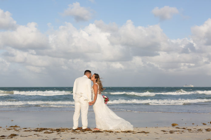 Miami Beach Couple Photography Session in Wedding Attire