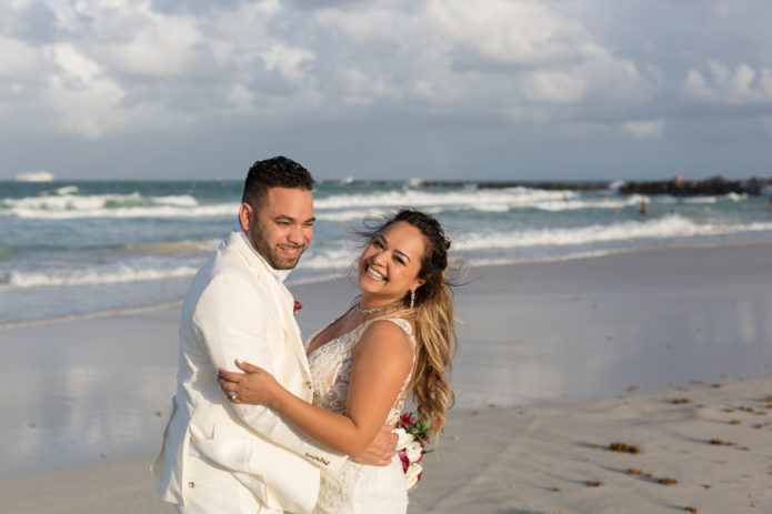 Miami Beach Couple Photography Session in Wedding Attire