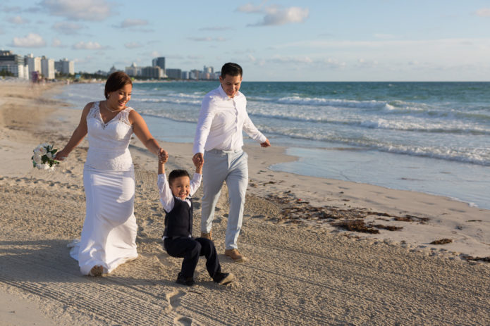 Family Wedding Portraits on the Beach in Miami