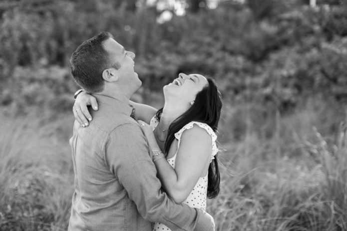 couple laughing miami engagement