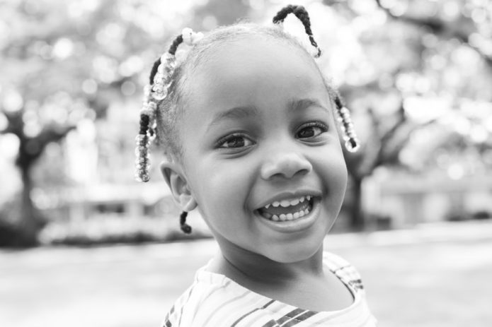 Black and white portrait of girl