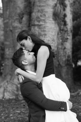 coral gables engagement black and white