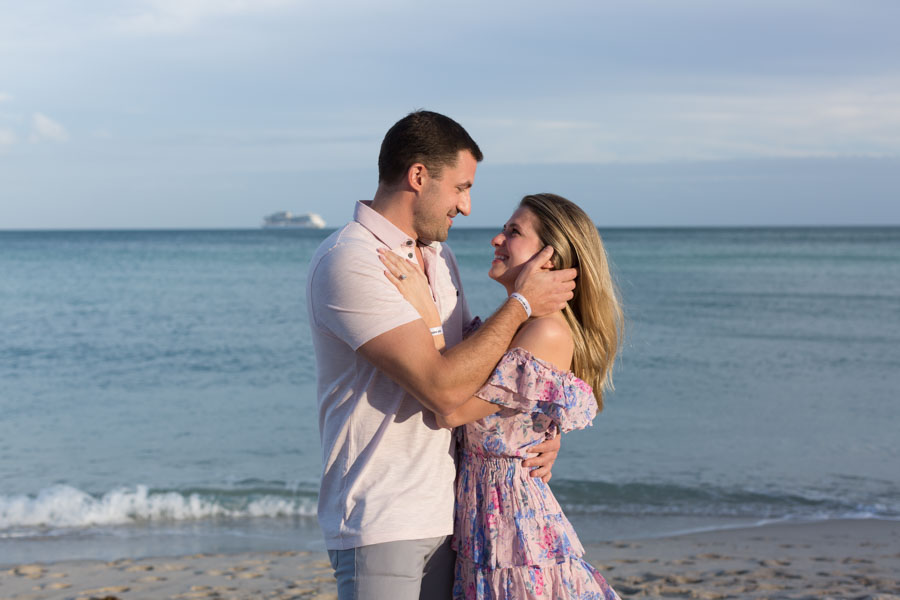 couple embrace miami beach