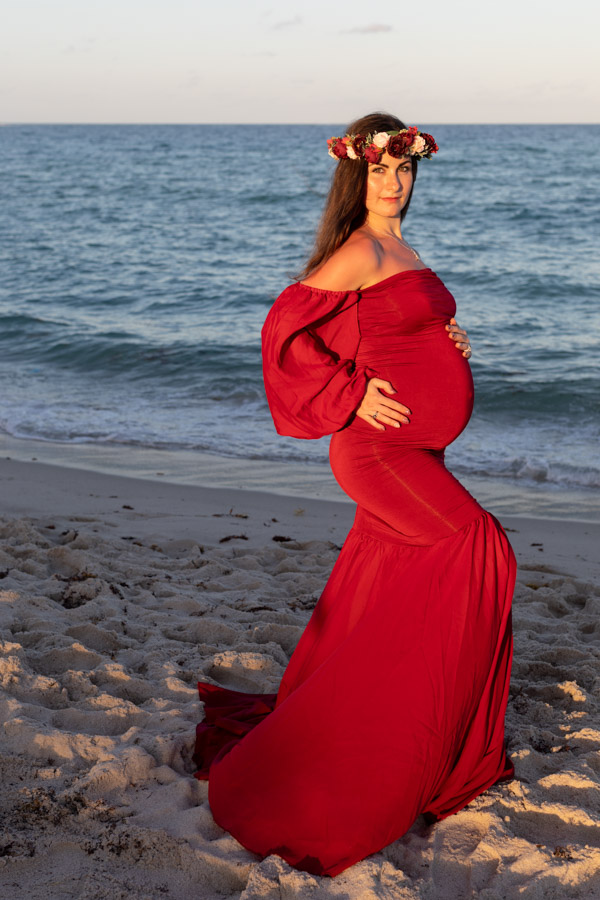 red maternity beach dress