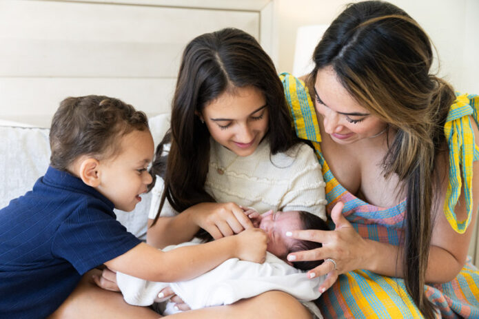 mother with her 3 kids