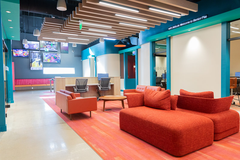 Art deco style interior of the Senior Planet Miami center in Wynwood