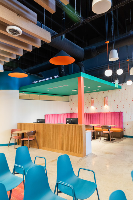 Art deco style interior of the Senior Planet Miami center in Wynwood